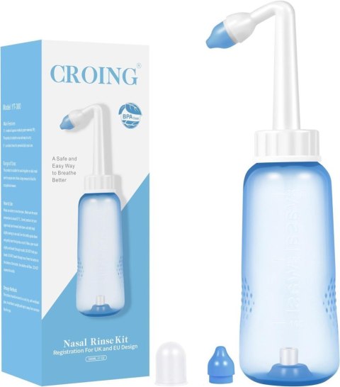CROING 40 x sól 1x butelka do płukania zatok 300ml zestaw do płukania nosa CROING 40 x sól 1x butelka do płukania zatok 300ml zestaw do płukania nosa
