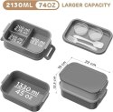 Lunch BOX 3 częściowy - Pojemnik na posiłki 2130 ml duży - Pudełko na drugie śniadanie - Szare