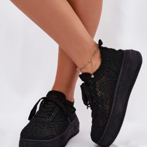 Black Lace Platform Sneakers FLORIA Women’s Low-Top Elegant EU 36–40