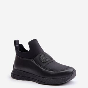 Black Slip-On Sneakers BRIANA Women’s Stretch Crystal Detail Comfort EU 36–40