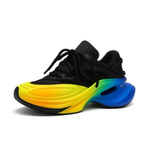 Gradient Sole Sneakers Unisex – Black / Yellow / Blue – Low-Top – Futuristic Design