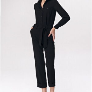 Black Jumpsuit with Tie KM13 - Nife