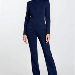 Navy Jumpsuit with Zip at the Neckline KM37 - Nife