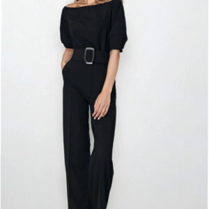 Black Jumpsuit with Belt KM36 - Nife