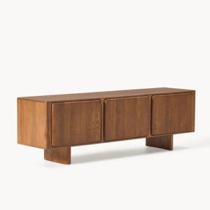 TV Cabinet DEQ23WES82716-204767 – Solid Oak, 175×43×55 cm, Dark Natural Finish, Soft-Close Doors