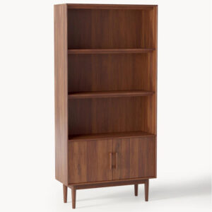 Bookcase DEQ24WES09276-212179 – Solid Mango Wood, 90×34×185 cm, Dark Natural Finish